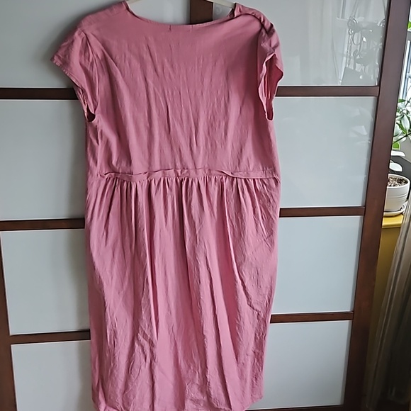 Loose pocket, casual shoet sleeve,  linen and cotton dress - Picture 3 of 3